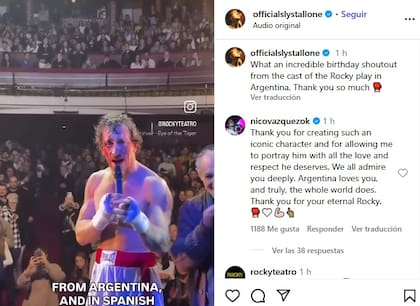 La publicación de Sylvester Stallone en Instagram con el saludo de cumpleaños de Nico Vázquez
