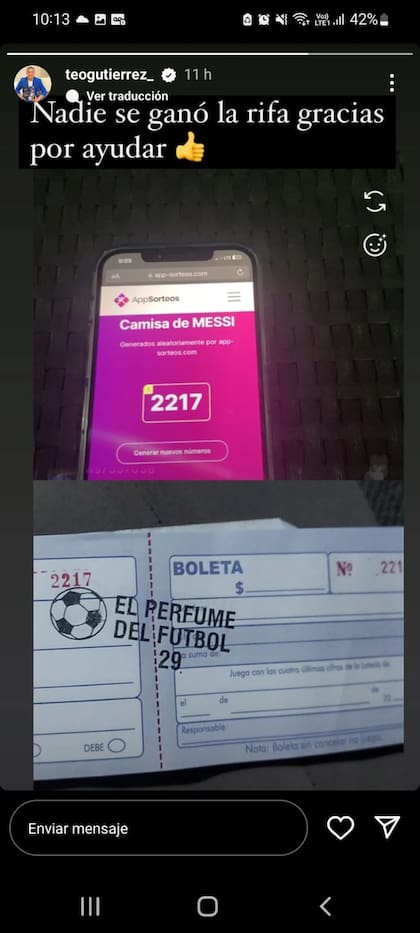 La publicación de Teófilo Gutiérrez en sus redes sociales