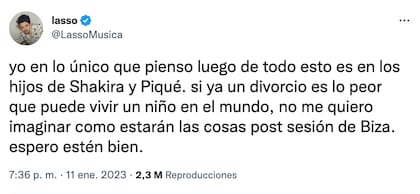 La publicación del cantante mexicano contra la canción Shakira ft. Bizarrap