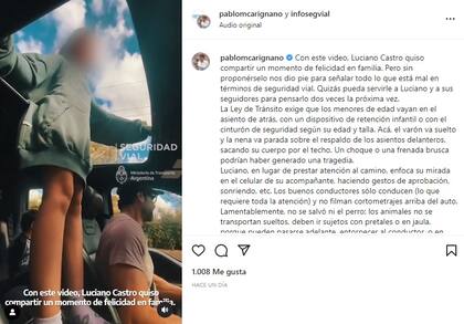 La publicación del director de la Agencia Nacional de Seguridad Vial