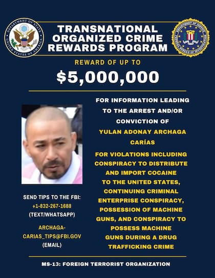 La publicación del FBI en donde anuncia la recompensa de US$5 millones para aquellas personas que brinde información que permita la detención del fugitivo (FBI)