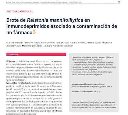 La publicación del informe en la Sociedad Argentina de Infectología