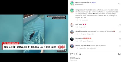 La publicación del parque australiano en Instagram