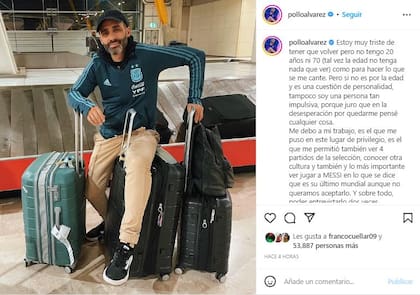 La publicación del Pollo Álvarez en su cuenta de Instagram