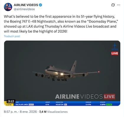 La publicación donde se vio al avión en Los Ángeles