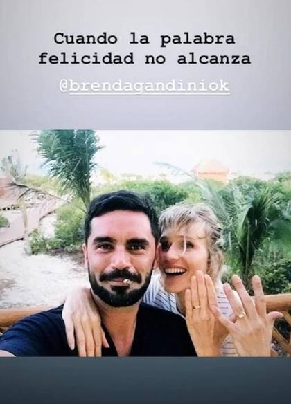 La publicación en Instagram con la que el actor dio a conocer su flamante matrimonio con Gandini, a quien conoció en 2010, durante las grabaciones de Malparida