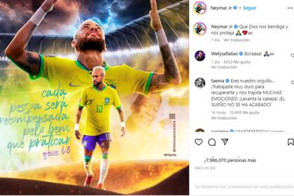 La publicación previa a la derrota (Foto Instagram @Neymar Jr)