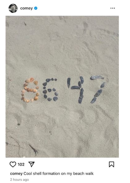 La publicación que hizo Comey en Instagram