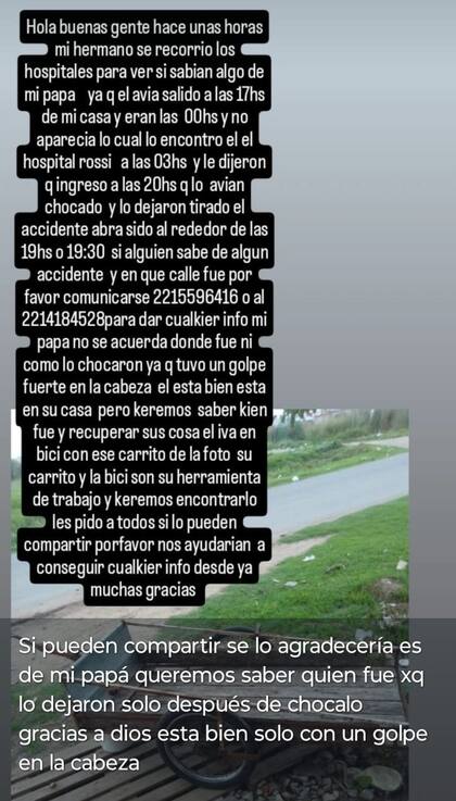 La publicación que hizo la hija de la víctima para averiguar qué ocurrió