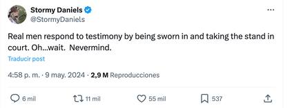 La publicación que hizo Stormy Daniels