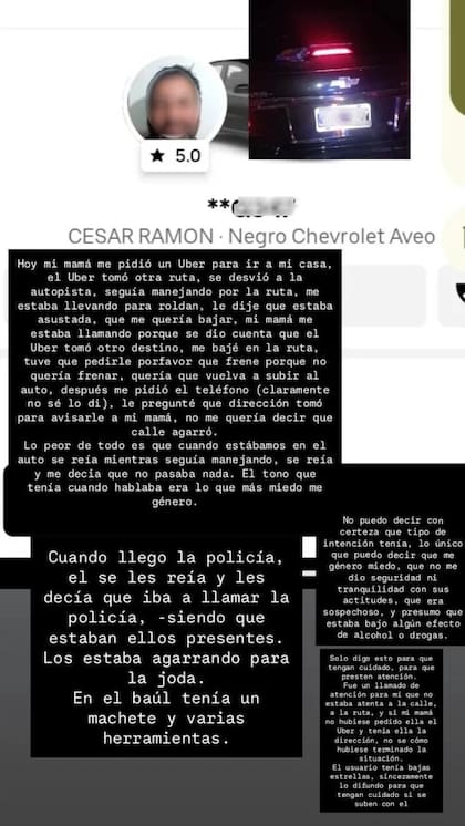 La publicación que la joven realizó en redes sociales