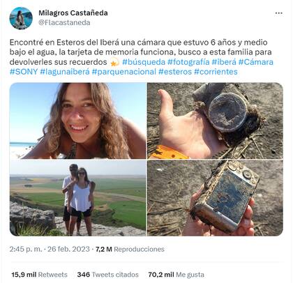 La publicación que Milagros compartió para ar a los dueños de la cámara