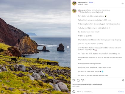 La publicación que realizó Rosmarin sobre Tristan da Cunha, un archipiélago situado en el Atlántico Sur, considerado el lugar habitado más remoto del mundo; esta fue una de las paradas del crucero