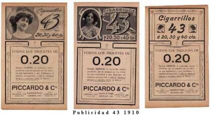 La publicidad de Cigarrillo 43, en 1910