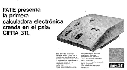 La publicidad de la calculadora electrónica Cifra, "la primera creada en el país", por FATE