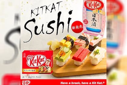 La publicidad en broma de Kit Kat, que luego derivó en la edición especial de un chocolate con gusto a sushi