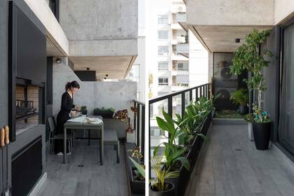 La puerta corrediza de hierro y vidrio propuesta por la decoradora genera una sensación de continuidad entre los ambientes.