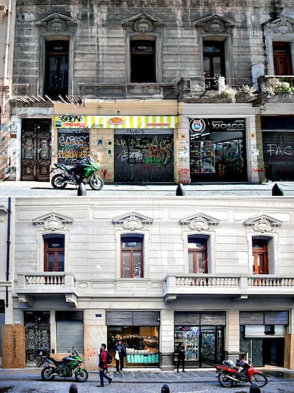 La "puerta de los graffitis", o la casa de Luca Prodan, de la banda Sumo, se convirtió para sus fans en un verdadero espacio de culto que se buscó preservar dentro de los trabajos encarados