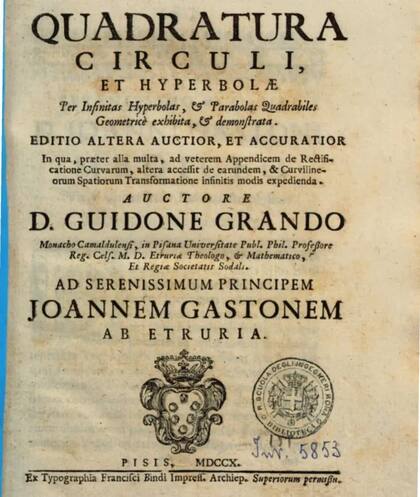 La "Quadratura" no contenía mucho trabajo original, excepto por dos elementos particulares: la construcción de la curva de Agnesi y la identificación de la serie de Grandi.