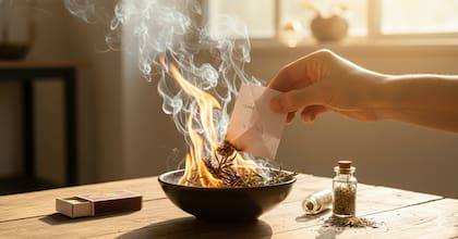 La quema de hierbas para la purificación y el renacimiento