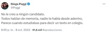 La reacción de Diego Poggi