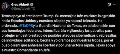 La reacción de Greg Abbott en medio de la tensión y los ataques de EE.UU. a Irán
