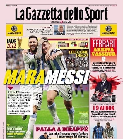 La reacción de La Gazzetta dello Sport