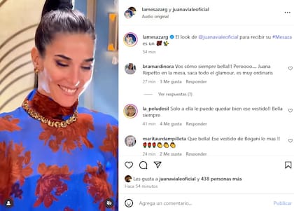 La reacción de los espectadores en Instagram ante el look de Juana Viale