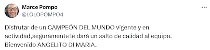 La reacción de los hinchas por el regreso de Di María