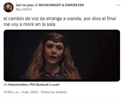 La reacción de los s a la aparición de Wanda en el nuevo trailer de Doctor Strange (Foto: Twitter)