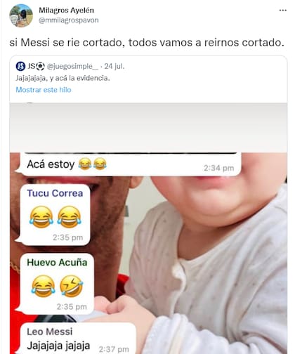 La reacción de los usuarios a la risa de Messi (Foto: Captura de Twiiter)