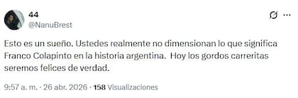 La reacción de los usuarios tras la llegada de Colapinto al país