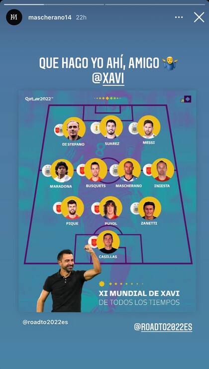 La reacción de Mascherano al verse en el 11 ideal de Xavi
