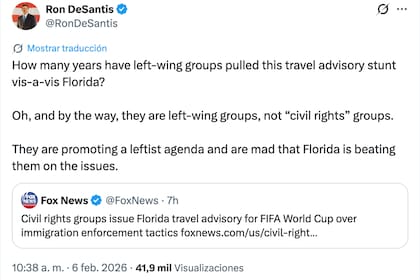 La reacción de Ron DeSantis a la alerta de viaje lanzada por grupos defensores de migrantes en Florida