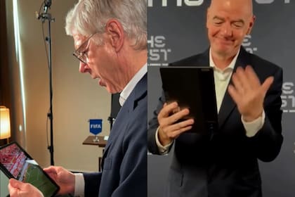 La reacción de Wenger e Infantino al observar el gol de Montiel