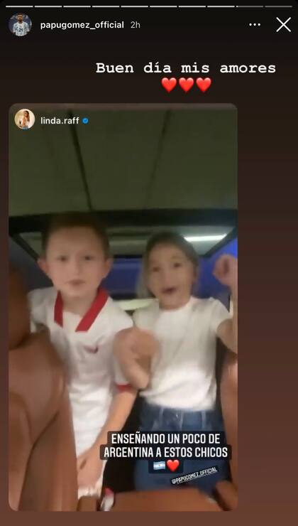 La reacción del Papu al video de sus hijos cantando el himno