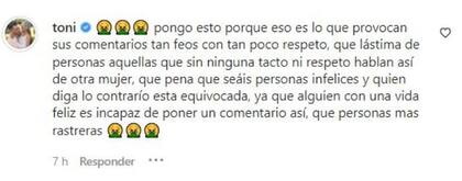 La reacción del Toni Costa a los ataques a su novia.