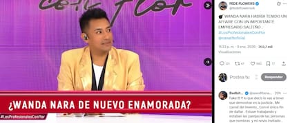 La reacción tajante de Wanda Nara ante la versión de un romance que soltó Federico Flowers en Los profesionales de siempre