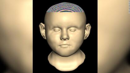 La reconstrucción digital del rostro de uno de los niños hallados.