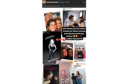 La recopilación de felicitaciones que Jennifer Aniston compartió en su Instagram