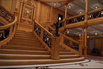 La recreación de la histórica escalinata, según el video de presentación del nuevo Titanic