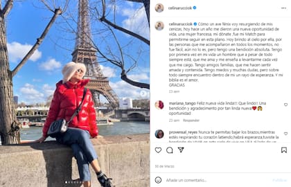 La reflexión de Celina Rucci a un año de su trasplante de médula (Foto: Instagram @celinarucciok)