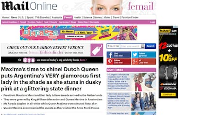 La reina de Holanda puso a la muy glamorosa primera dama argentina en la sombra, dijo el Daily Mail