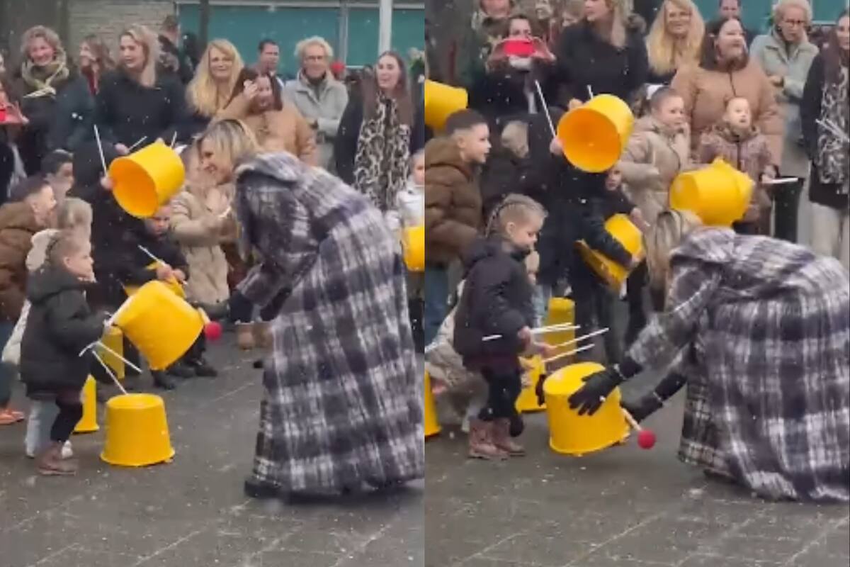 Máxima Zorreguieta rompió todos los protocolos y bailó bajo la nieve con un grupo de niños