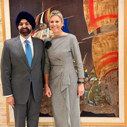 La reina Máxima junto a Ajay Banga, presidente del Banco Mundial (Foto: Instagram @koninklijkhuis)