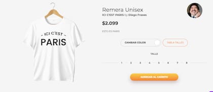 La remera de ICI c'est París se vende en la Argentina a $2099
