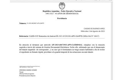 La remisión en la oficina anticorrupción