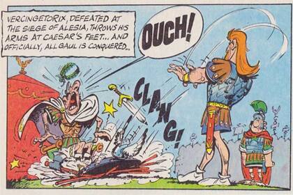La rendición de Vercingetorix en la versión inglesa de "Asterix el Galo", 1959 