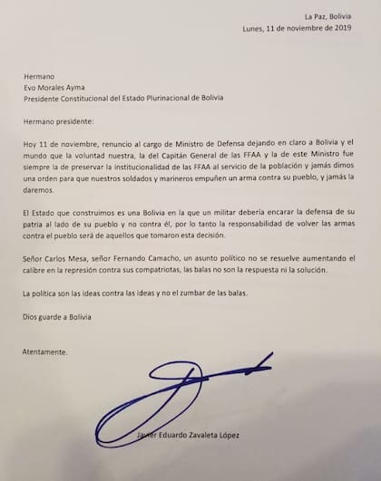 La renuncia de Javier Zavaleta