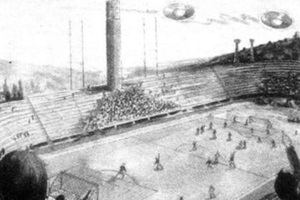 La representación de los platillos voladores sobre el estadio de Fiorentina